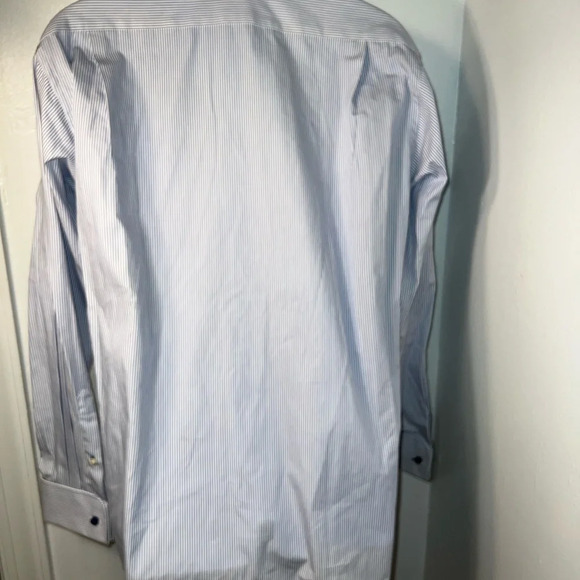 Tommy Hilfiger, 15.5/  Ithica, blue/white pinstripe Long sleeve button front top - Picture 4 of 10